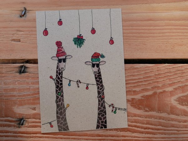 Weihnachtskarte - Giraffen