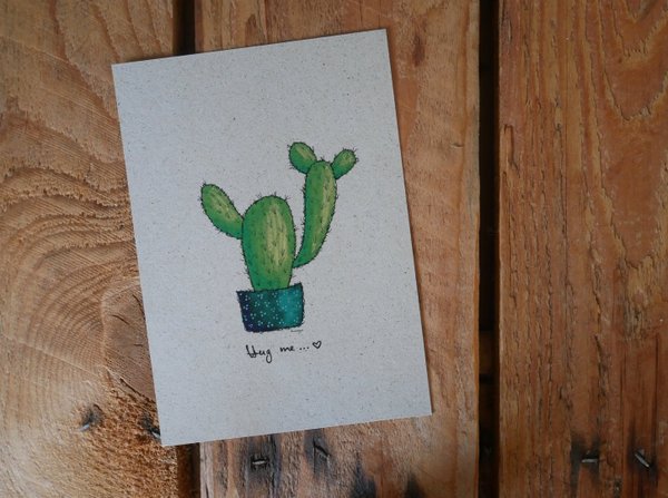 Graspapierkarte - Kaktus "Hug me"