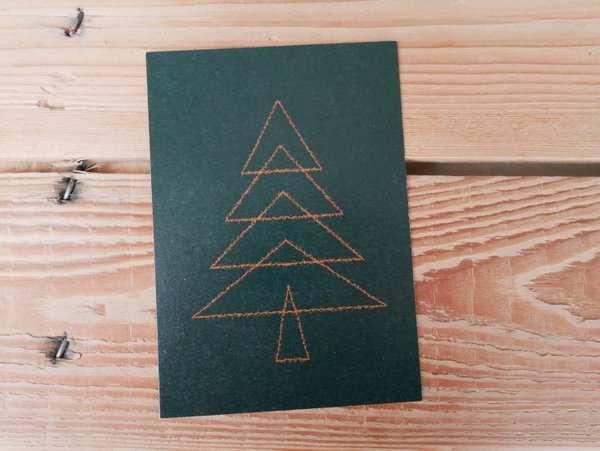 Weihnachtskarte - Tannenbaum grünblau
